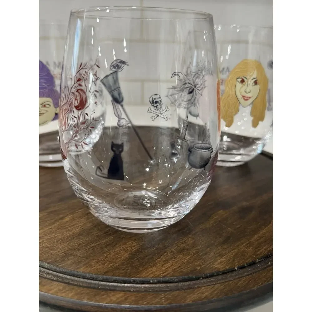 Disney Hocus Pocus Stemless Wine Glasses Set of 3 Sanderson Sisters Halloween